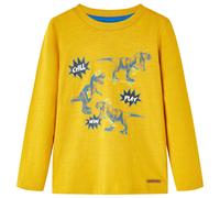 Kinder Langarmshirt T-Shirt Kindershirt Jungen Rundhalsausschnitt Ocker 128