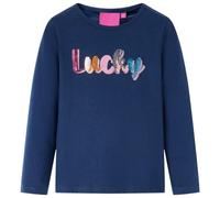 Kinder Langarmshirt Pailletten-Beschriftung Langarm T-Shirt Jungen Marineblau 92