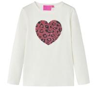 Kinder Langarmshirt Pailletten-Herz Langarm T-Shirt Jungen Kindershirt Ecru 104