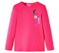 Kinder Langarmshirt Pfau Druck Langarm T-Shirt Jungen Kindershirt Knallrosa 104