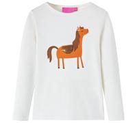 Kinder Langarmshirt Pony-Motiv Langarm T-Shirt Jungen Kindershirt Ecru 128