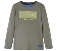 Kinder Langarmshirt Rennwagen Langarm T-Shirt Jungen Kindershirt Khaki 92