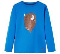 Kinder Langarmshirt Rind Druck Langarm T-Shirt Jungen Kindershirt Kobaltblau 128