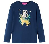 Kinder Langarmshirt Tiermotiv Langarm T-Shirt Jungen Kindershirt Marineblau 140