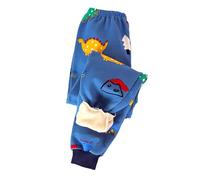 Kinder Leggings Cartoon Print mit Fleece Oberbekleidung Stretch Baby Hosen Winter Hosen (Black, 4-5 Years)