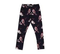 Kinder Leggings GOTS-zertifiziert aus Bio-Baumwolle dunkel mit Spatzen-Motiv - Walkiddy Pink 116