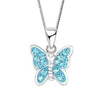 Kinder Mädchen Halskette echt 925 Sterling Silber mit Zirkonia Schmetterlinge Mädchenkette Kinderkette (Kette mit Anhänger K660+40cm+5cm)