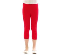 Kinder Mädchen Hose Leggings Leggins Capri 3/4 kurz Knie blickdicht Baumwolle Rot Größe 146