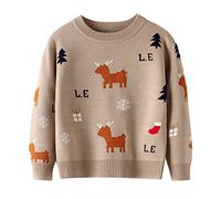 Kinder Mädchen Jungen Weihnachtspullover Strickjacken Sweatshirt Casual Jumper Gestrickt Strickpullover Winter Langarm Sweater Winterpullover Langarmshirt Pullis (Für 110cm(3-4 Jahre),QY238-Braun)