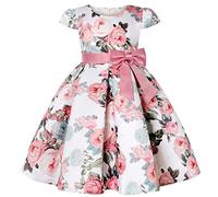 Kinder Mädchen Kleider 1950er Vintage Rockabilly Kleid Abendkleid Geburtstag Partykleider A-Linie Blumen Retro Cocktailkleid Faltenrock Knielang Festkleid Im 50er Jahre Stil Rosa 150