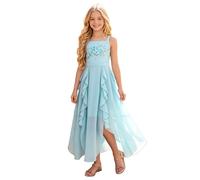 Kinder Mädchen Sommerkleid Rüschen Volants Ballkleid 3d Blumen Chiffonkleid | Spaghettiträger,rüschen, Maxi, Asymetrisch, Mit Reißverschluss, Sommer, Strand, Urlaub, Stickerei,Eckiger Ausschnitt
