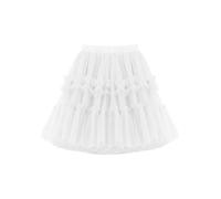 Kinder Mädchen Tuturock Minirock Tüllrock mit Falte Tütürock Prinzessinrock Ballett Tutu mit Elastischer Bund Kurzer Rock - Weiß Herstellergr. 140