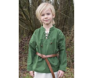 Kinder Mittelalter-Hemd Colin, mit Schnürung, grün, Gr. 128