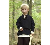 Kinder Mittelalter-Hemd Colin, mit Schnürung, schwarz