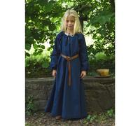 Battle-Merchant Kinder Mittelalterkleid Ana für Mädchen, Langarm, bodenlang, Baumwolle, Mittelalter Gewandung, blau, Gr. 164