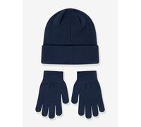 Kinder Mütze mit Handschuhen aus Rippstrick Levi's Kids blau Gr. 110/122 von Levis Kid's