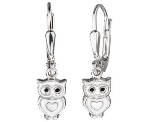 Kinder-Ohrhänger Eule 925 Sterling Silber rhodiniert