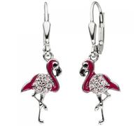 Kinder Ohrhänger Flamingo pink 925 Silber 14 Zirkonia Ohrringe