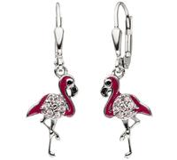 Kinder Ohrhänger Flamingo pink 925 Silber 14 Zirkonia Ohrringe Kinderohrringe