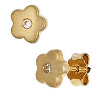 Kinder Ohrstecker Blume Blumen 333 Gold Gelbgold mattiert 2 Zirkonia Ohrringe