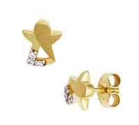 Kinder Ohrstecker Engel Schutzengel 333 Gold mattiert 6 Zirkonia Ohrringe