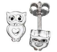Kinder Ohrstecker Eule Herz 925 Silber mit Lackeinlage Ohrringe Kinderohrringe