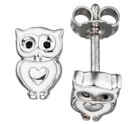Kinder Ohrstecker Eule Herz 925 Silber mit Lackeinlage Ohrringe Kinderohrringe