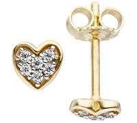 Jobo Kinder Ohrstecker Herz 375 Gold Gelbgold 12 Zirkonia Herzohrstecker Ohrringe