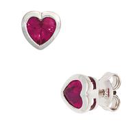 Kinder Ohrstecker Herz 925 Silber 2 Zirkonia rot Ohrringe Kinderohrringe
