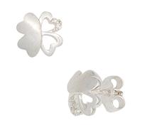 Kinder Ohrstecker Kleeblatt 925 Silber mattiert mit Zirkonia Ohrringe