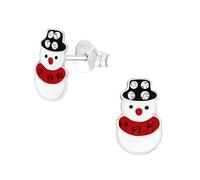 Kinder Ohrstecker Schneemann mit Kristallen aus 925 Sterling Silber