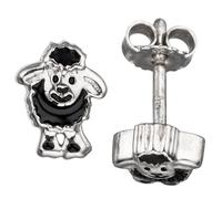 Kinder Ohrstecker schwarzes Schaf 925 Sterling Silber lackiert Kinderohrringe