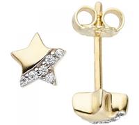 Kinder Ohrstecker Stern 375 Gold Gelbgold 12 Zirkonia Ohrringe Sternohrstecker