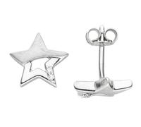 Kinder Ohrstecker Stern Sterne 925 Sterling Silber mattiert 4 Zirkonia Ohrringe
