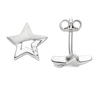 Kinder Ohrstecker Stern Sterne 925 Sterling Silber mattiert 4 Zirkonia Ohrringe
