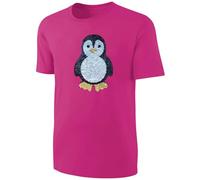 Kinder Pinguin Wendepailletten T-Shirt - Mädchen Streichel-Shirt Pink Größe 110