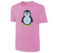 Kinder Pinguin Wendepailletten T-Shirt - Mädchen Streichel-Shirt Rosa Größe 98