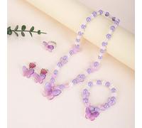 Kinder Prinzessin Lila Schmetterling Schmuckset, inklusive Halskette, Armband, Ring, Clip Ohrringe