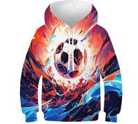 Kinder Pullover Cartoon Fußball Mit Auffälligem 3D Druck - Angenehmer Kinder Hoodie, Weiches Kinder Sweatshirt, Toll Für Jungen Und Mädchen