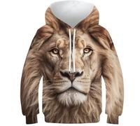 Kinder Pullover Löwe Mit 3D Design - Trendiger Kinder Hoodie, Kinder Sweatshirt Für Jeden Anlass, Ideal Für Jungen Und Mädchen