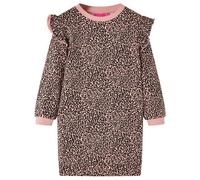 Kinder-Pulloverkleid Leopardenmuster Pullover Sweatshirt Kleid Mittelrosa 104