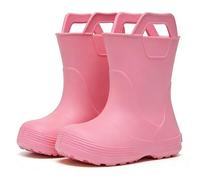 Kinder Regenstiefel aus EVA - Leichte, Rutschfeste & Wasserdichte Regenstiefel für Jungen und Mädchen (1-12 Jahre) mit Zuggriffen, Bequeme Baby Regenstiefel für Kita, Regen & Outdoor, Rosa, 26.5 EU