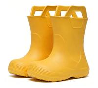 Kinder Regenstiefel aus EVA - Leichte, Rutschfeste & Wasserdichte Regenstiefel für Jungen und Mädchen (1-12 Jahre) mit Zuggriffen, Bequeme Baby Regenstiefel für Kita, Regen & Outdoor, Gelb, 28 EU
