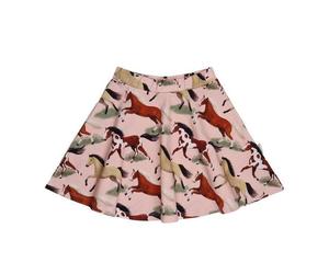 Kinder Rock GOTS zertifiziert - 95% Bio-Baumwolle, Rosa mit Pferdemotiv, weich & bequem, elastischer Bund | Walkiddy Pink 98