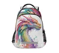 Kinder-Rucksack für Jungen und Mädchen, Grundschultasche, Büchertasche, Reiserucksack, Aquarell-Drache, 11.6"L X 6.9"W X 16.7"H, Traditionelle Rucksäcke