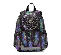 Kinder-Rucksack mit lila Federn, Traumfänger-Muster für Kleinkinder, Kinderrucksack für Jungen und Mädchen, Kindergarten, Vorschule, Kindergarten, Reisetasche