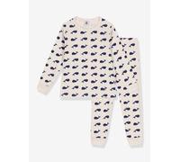 Kinder Schlafanzug mit Wal-Motiven, Baumwolle PETIT BATEAU wollweiß Gr. 140