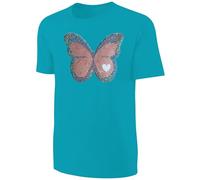 Kinder Schmetterling Wendepailletten T-Shirt - Falter Tagfalter Streichel-Shirt - Türkis Größe 92