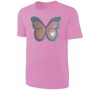 Kinder Schmetterling Wendepailletten T-Shirt - Mädchen Falter Tagfalter Streichel-Shirt - Rosa Größe 116
