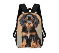Kinder-Schulrucksack, 3D-gedruckte, Niedliche Reisetaschen Black And Tan Cavalier King Charles Spaniel Puppy Kinder-Outdoor-Freizeit-Tagesrucksack Für Mädchen Und Frauen 17inch